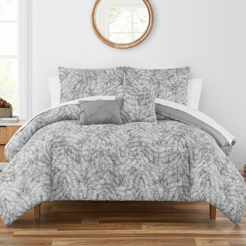 cozy satin comforter-Highline Bedding Manali Grey 5PC Comforter Set