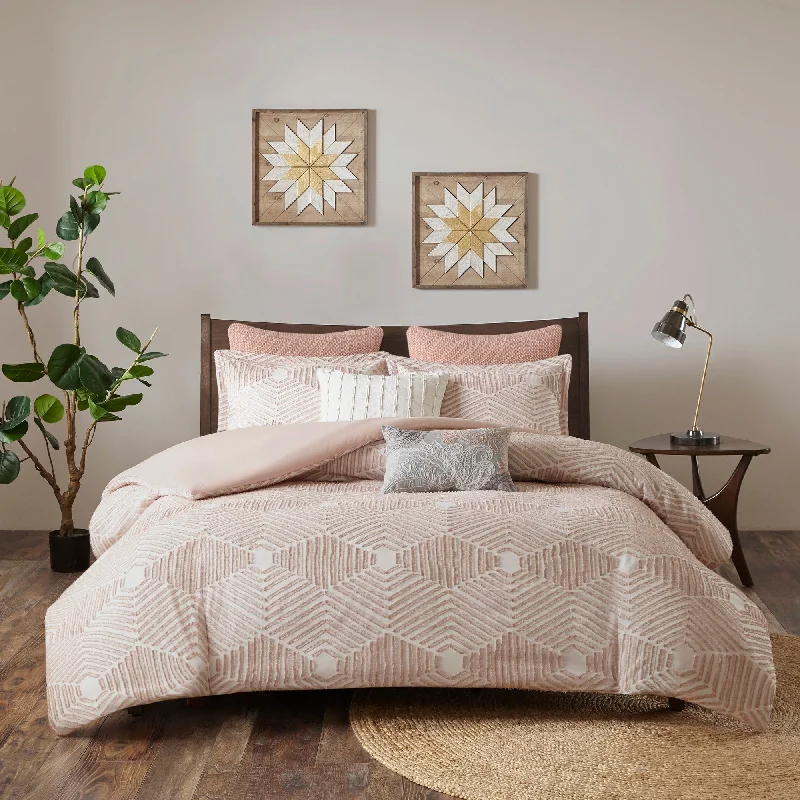 minimalist beige duvet-INK+IVY Ellipse Cotton Jacquard Comforter Set