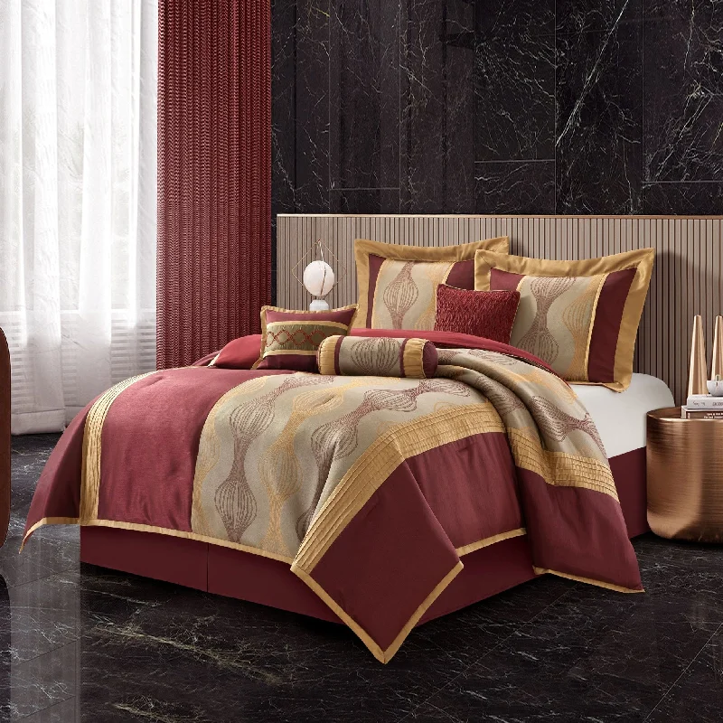 lightweight flannel sheets-Kath Abstract Jacquard 7-Piece Comforter Set