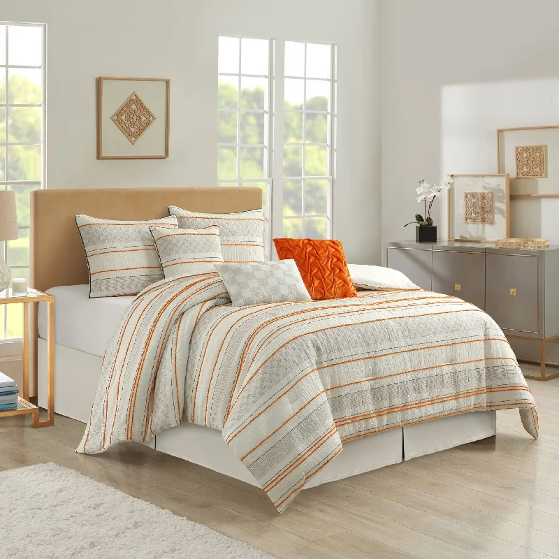 cozy silk sheets-Klava Striped 7-Piece Comforter Set