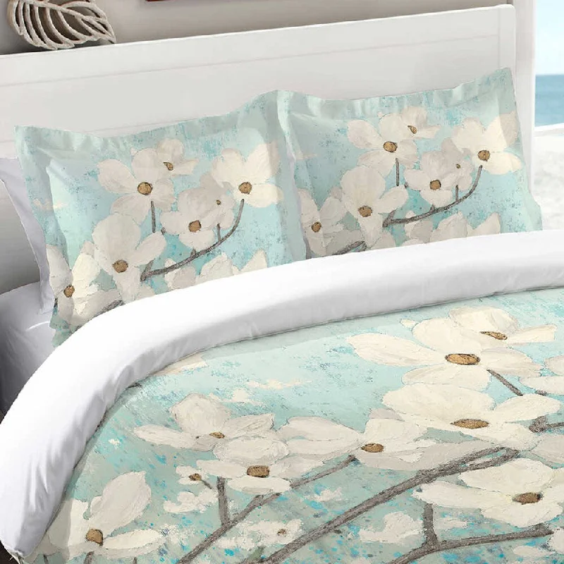 luxury velvet pillowcase-Laural Home Flowering Dogwood Blossoms Standard Pillow Sham