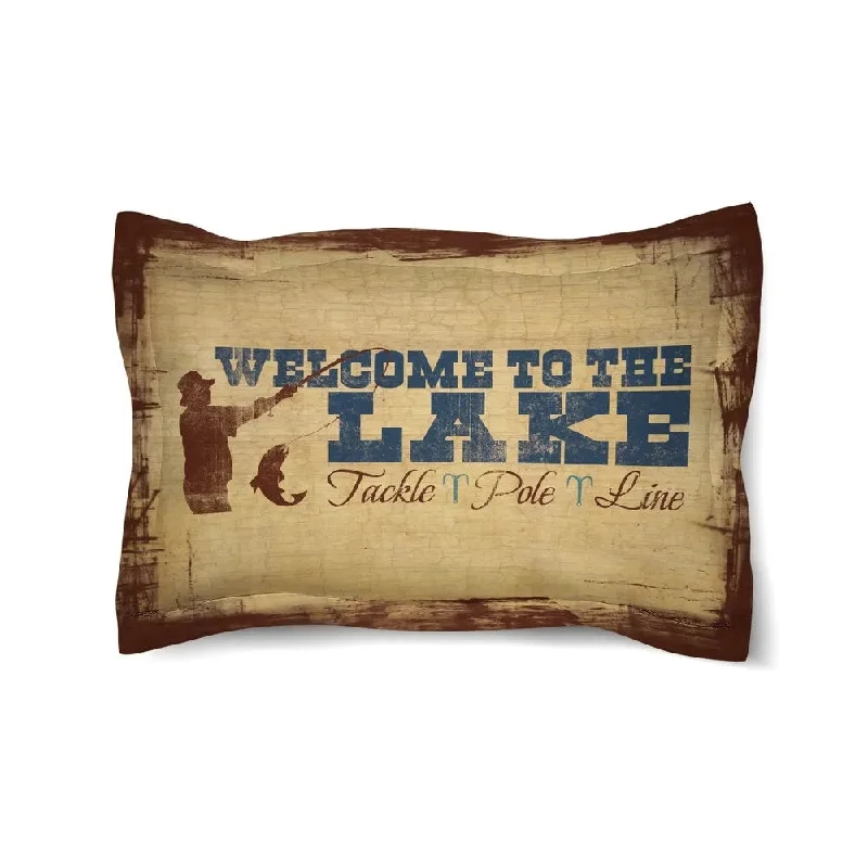 hypoallergenic flannel throw-Laural Home Welcome to the Lake Comforter Pillow Sham