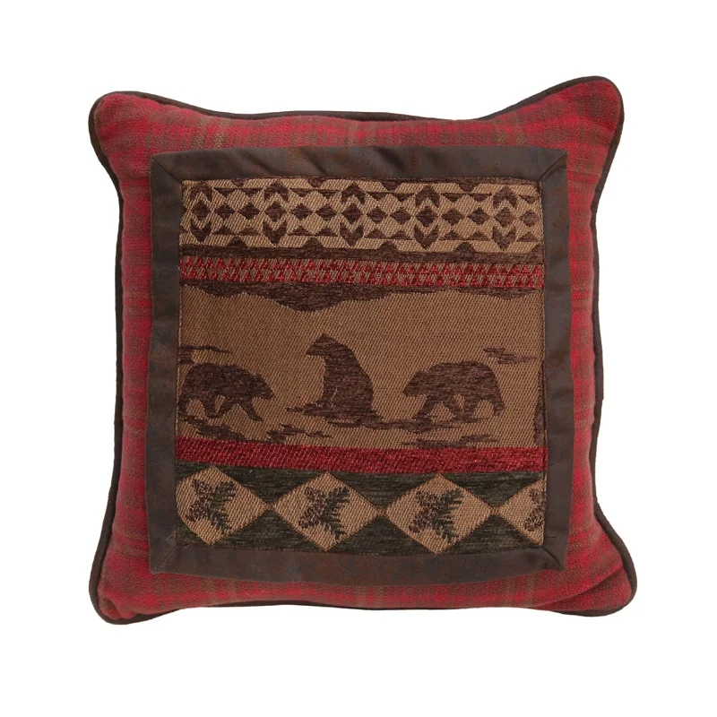 luxury fleece comforter-Cascade Lodge Bear Accent Pillow