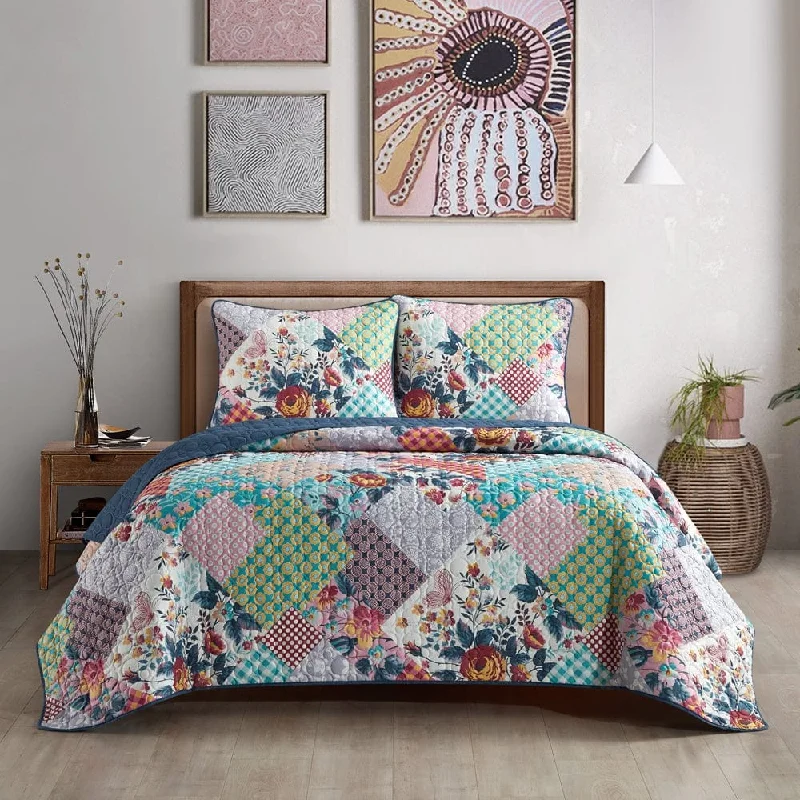 cooling gel bed topper-Libby 3 Piece Quilt Set, Multi-Color, Floral