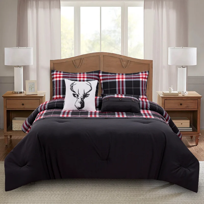 modern geometric quilt-Lodge Black 5-piece Comforter set