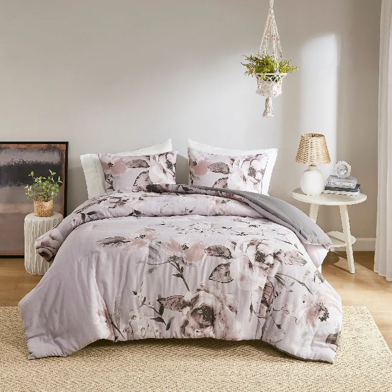 cooling linen bed topper-Madison Park Penelope 3 Piece Floral Printed Comforter Set