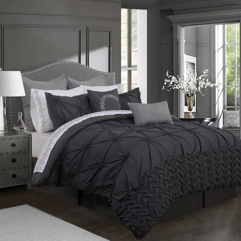 soft silk sheets-Manoir Charcoal 6-piece Comforter set