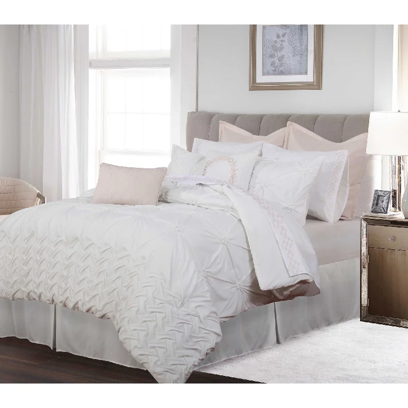 plush linen pillowcase-Manoir White 6-piece Comforter set