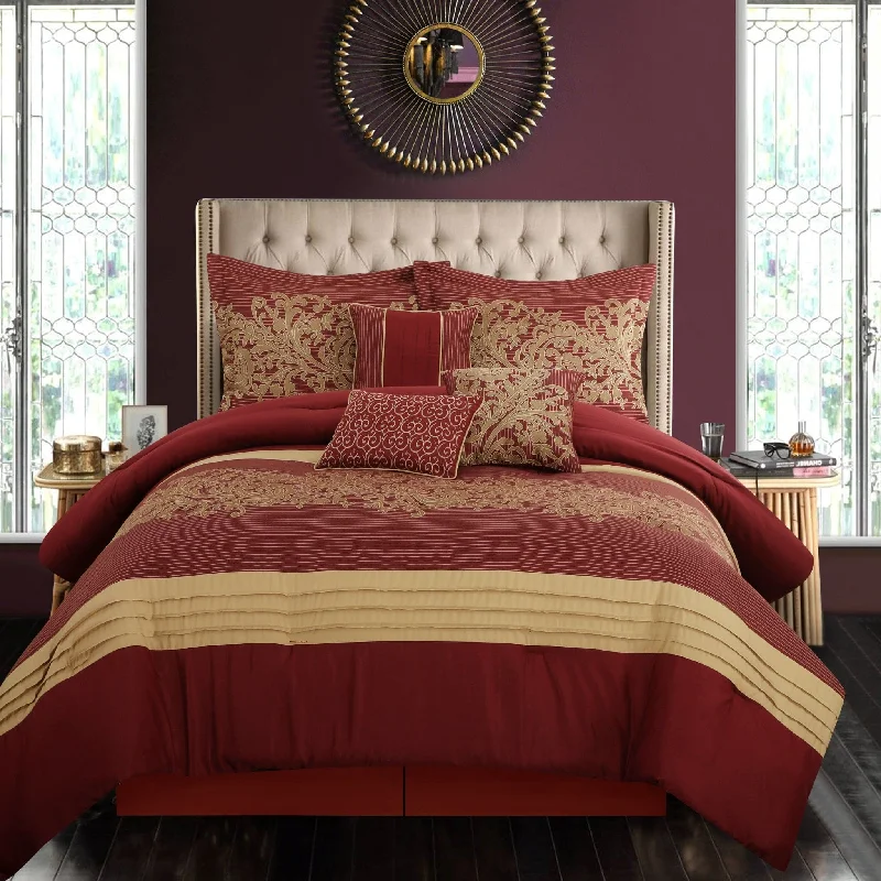 cozy bamboo duvet-Margret 7 Piece Damask Comforter Set