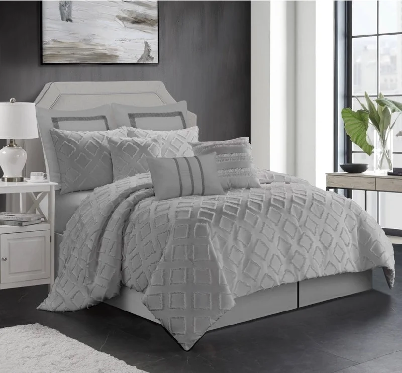 hand-stitched bamboo duvet-Marysa Grey Comforter set