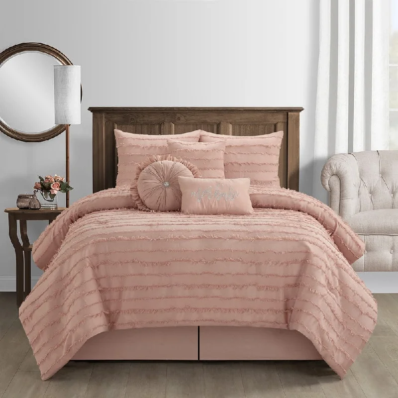 Merle 7 Piece Clipped Comforter Set