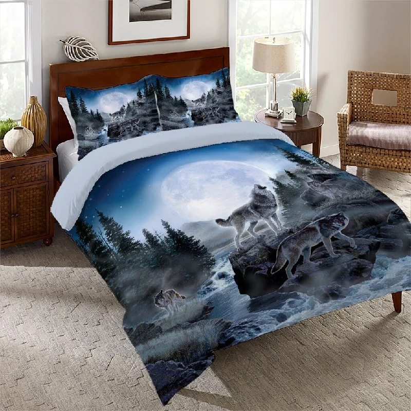 breathable bamboo pillow-Midnight Wolves King Comforter Set