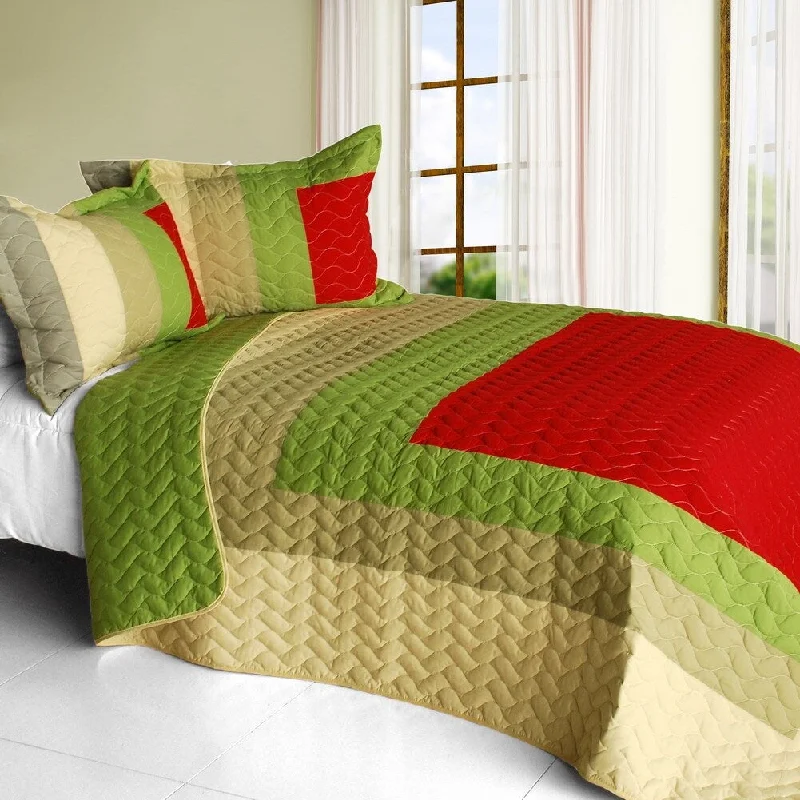 lightweight flannel comforter-My Garden Vermicelli-Quilted Patchwork Geometric Quilt Set Full/Queen