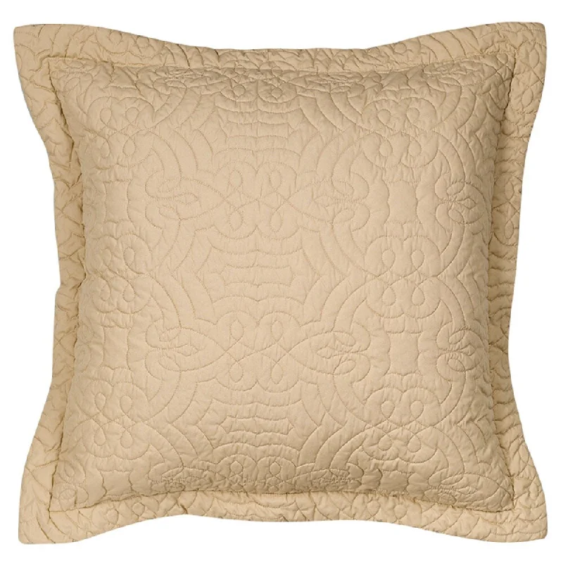 modern geometric quilt-Nostalgia Home Sena European Sqaure Taupe Cotton Sham