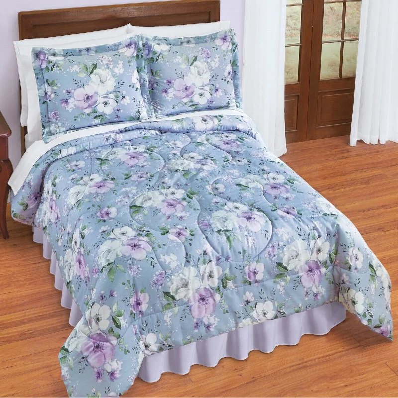 luxury silk duvet cover-Pearl Reversible Floral 3-Piece Comforter Set