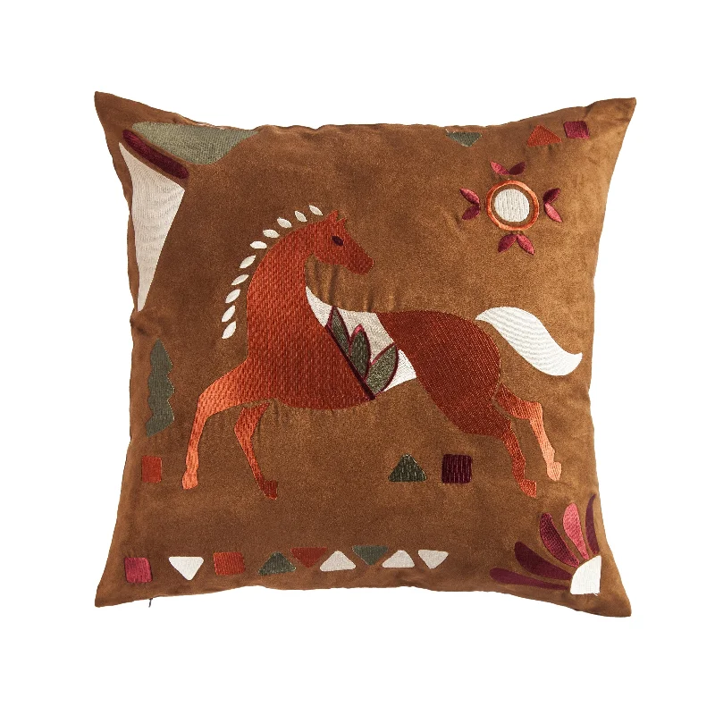 lightweight linen bedspread-Embroidered Horse Accent Pillow