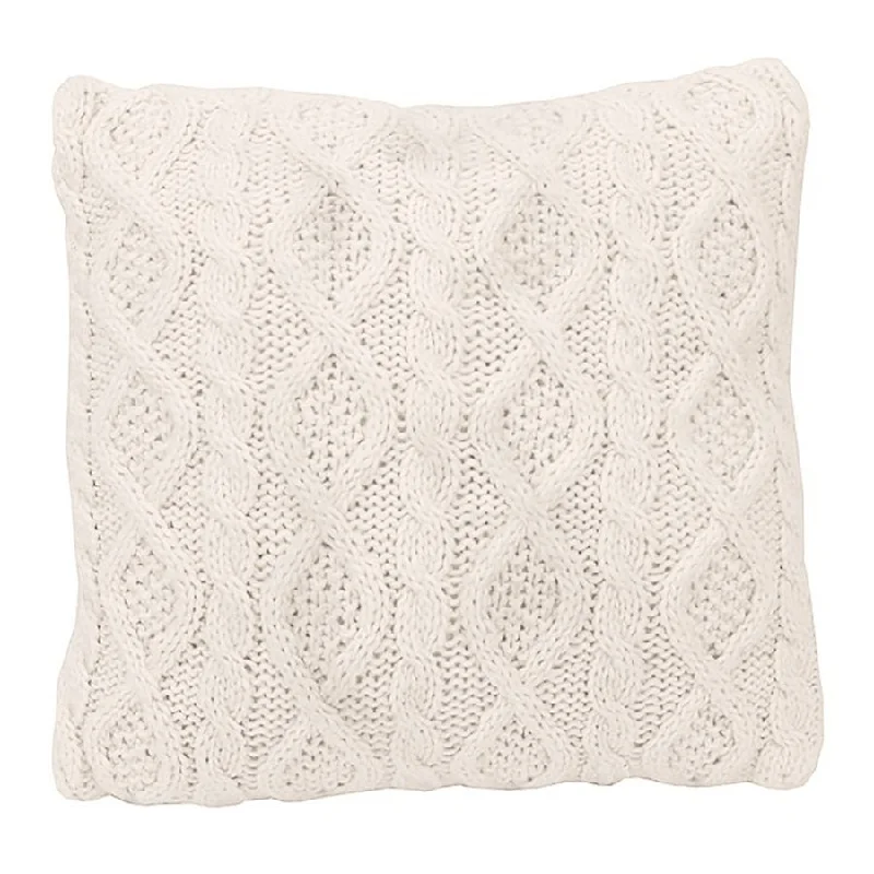 colorful floral pillow-Cable Knit Pillow - Cream