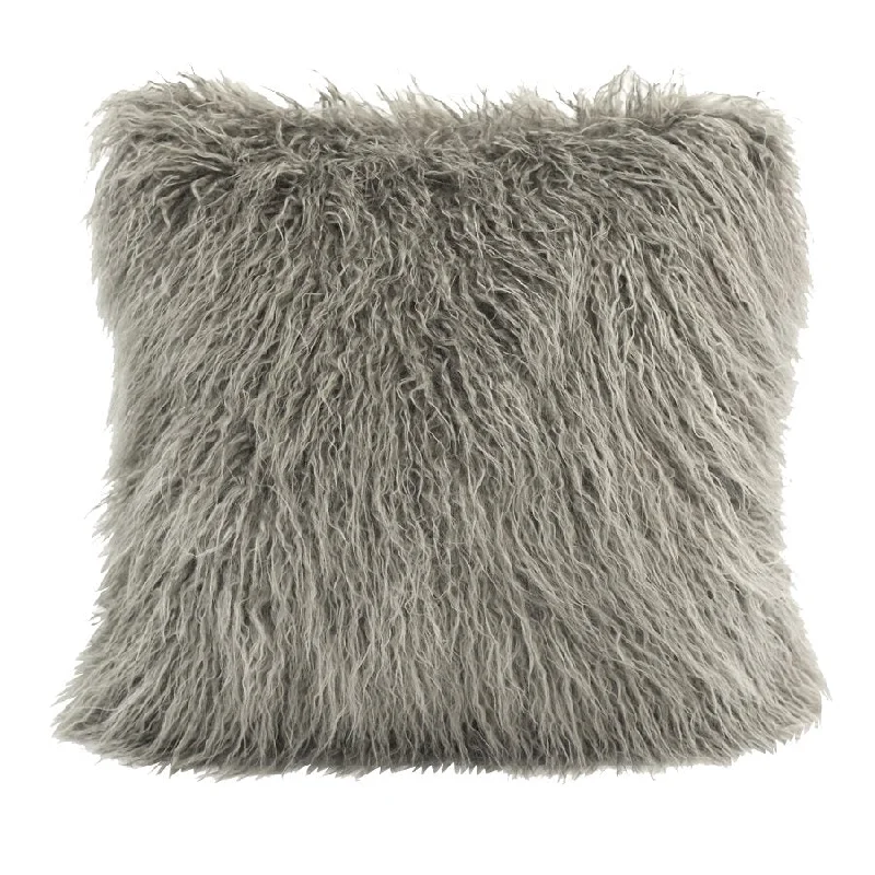 modern checkered throw-Gray Faux Fur Pillow