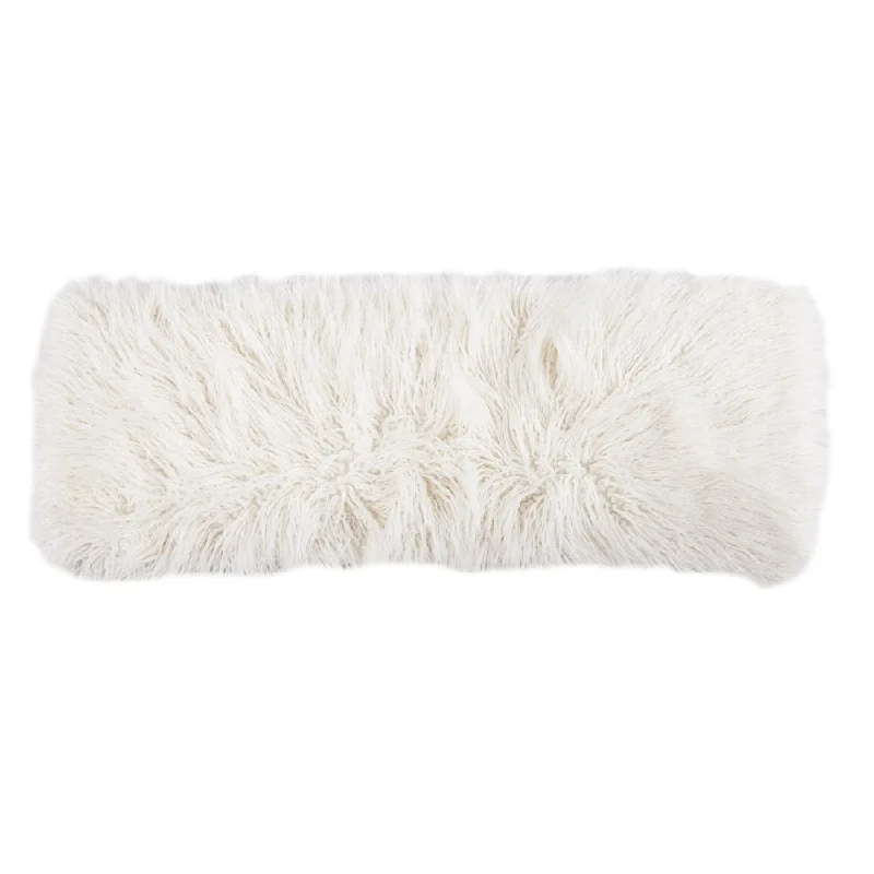 cozy flannel bed set-Mongolian Faux Fur Pillow - White