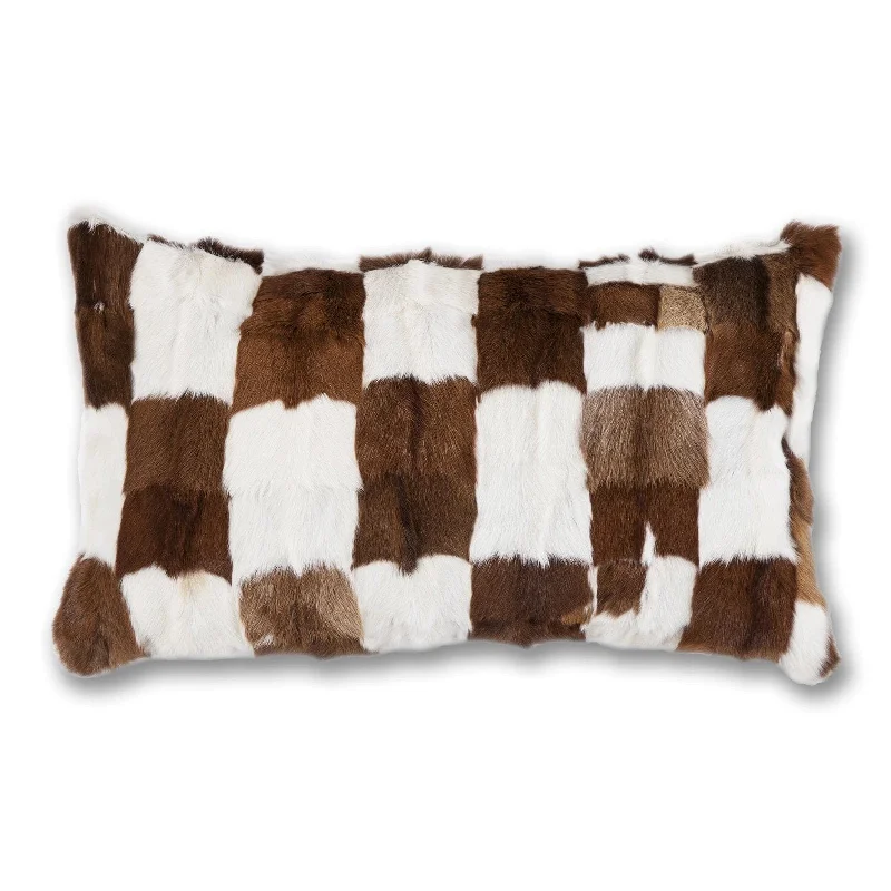 modern polka dot blanket-Rectangular Goathide Patchwork Accent Pillow