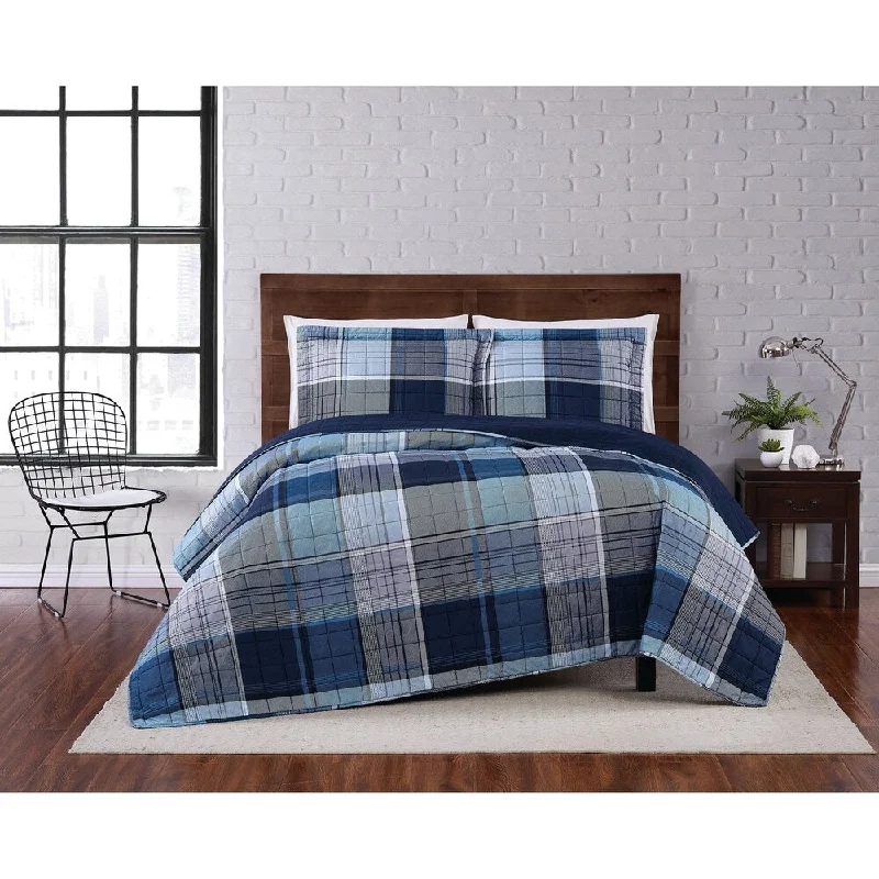 colorful striped throw-Porch & Den Burntknoll Plaid Quilt Set