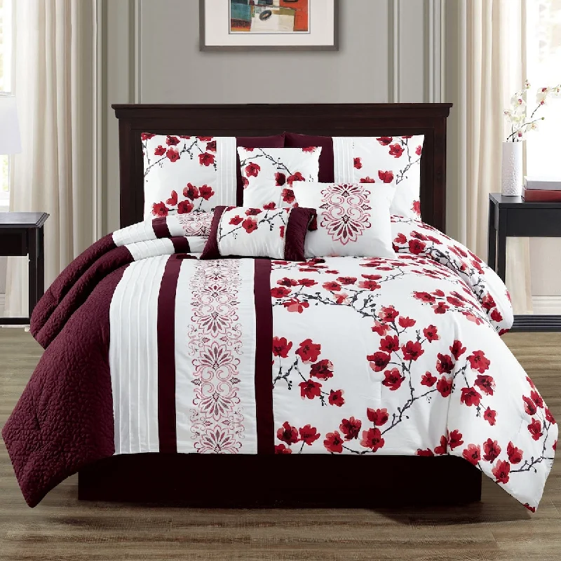 silky cotton duvet cover-Porch & Den Holly Polyester 7Pc Comforter Set