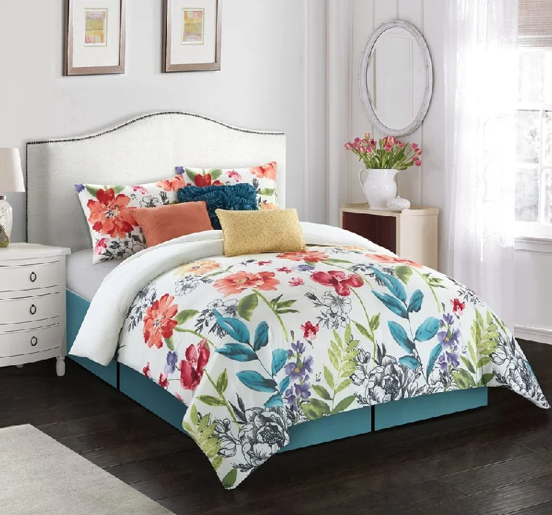 soft tencel quilt-Prair Floral 7-Piece Comforter Set, Multi-Color