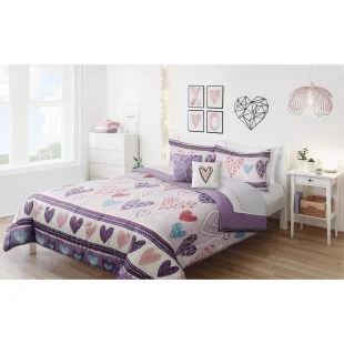 cooling silk bed set-Pretty Hearts 2 or 3 pc Kids Comforter set