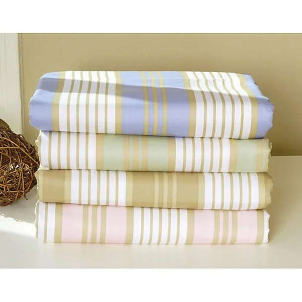 hand-stitched bamboo throw-Printed Cabana Stripe 400 Thread Count Sheet Set w/ Bonus Pillowcases