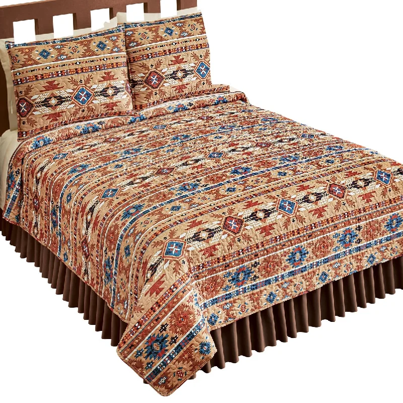 cooling silk bed set-Reversible Rustic Tribal Aztec Design Bed Quilt