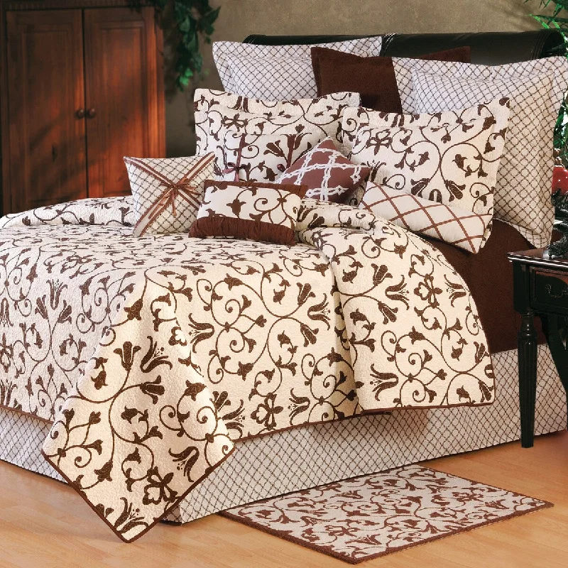 luxury velvet pillowcase-Seraphina Brown Cotton Quilt Set - Reversible and Machine Washable