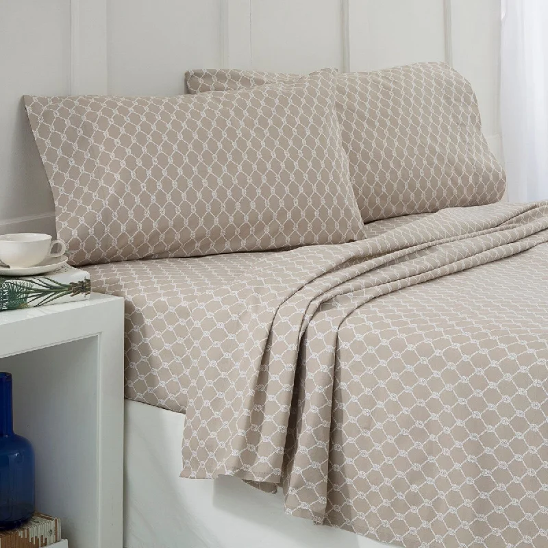 organic flannel duvet cover-Southern Tide Nautical Knot Standard White/Khaki Pillowcase Pair