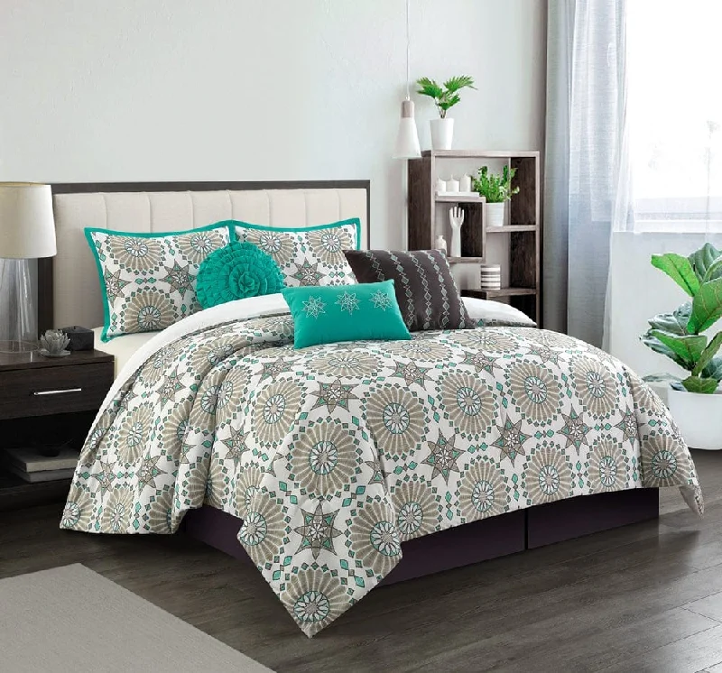 luxury satin duvet-Stevie Multicolor Abstract 7-Piece Comforter Set