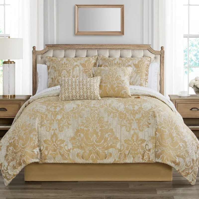 hypoallergenic satin pillowcase-Taza 4PC Comforter Set, Gold