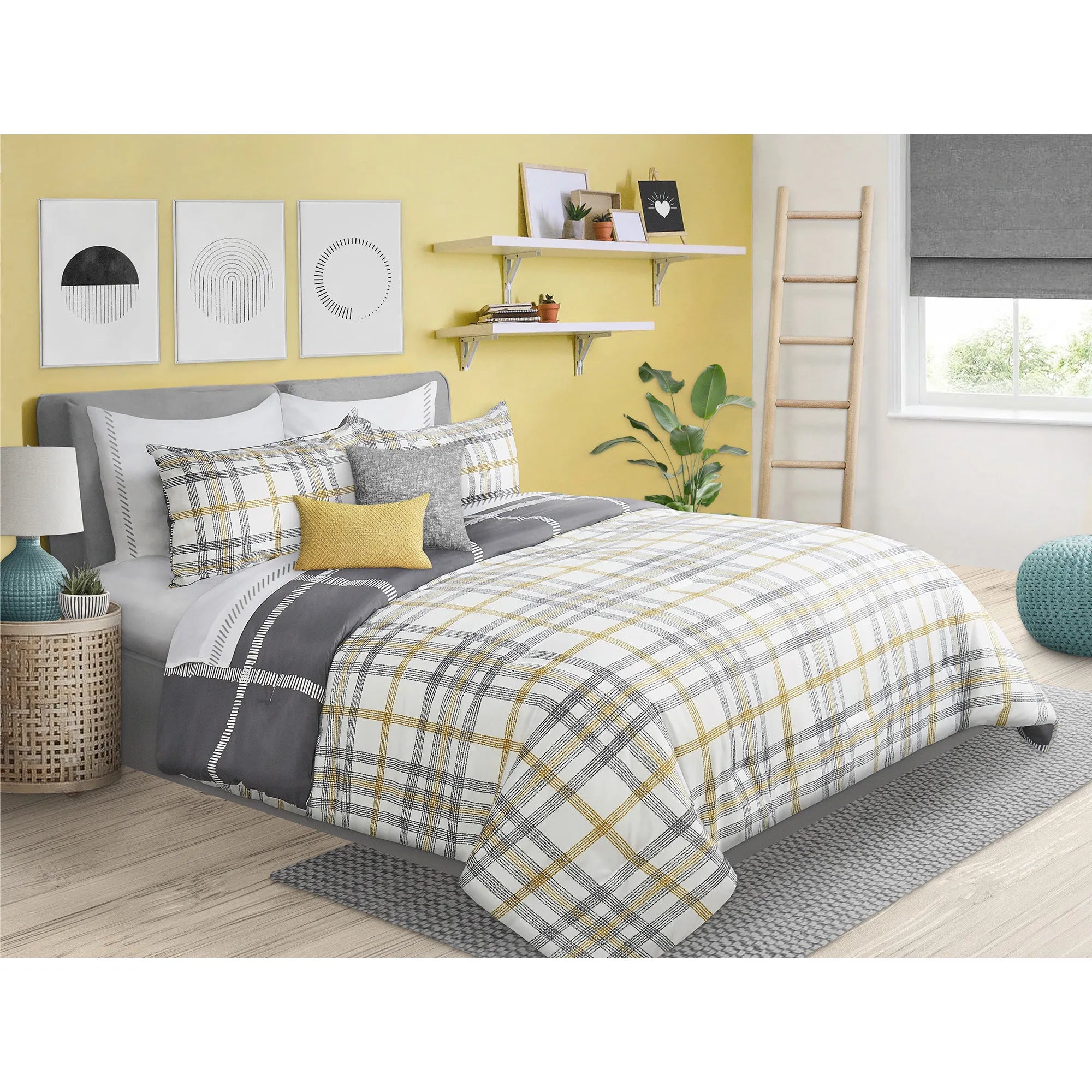 soft tencel sheets-Reversible Textured Plaid Comforter Set