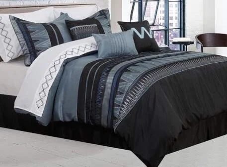 modern checkered throw-Vanguard Black 7-piece Comforter set