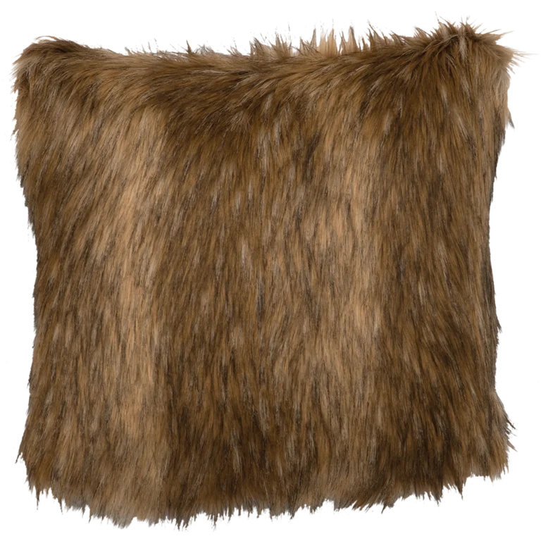 soft tencel quilt-Wooded River Coyote Faux Fur Pillow