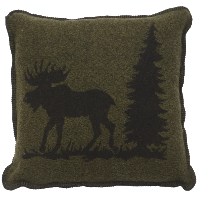 plush cotton pillow-Wooded River Moose I Accent Pillow