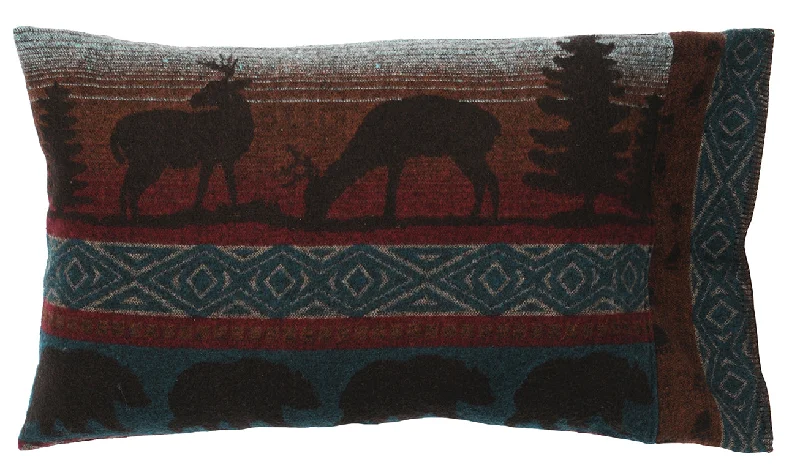 breathable jersey comforter-Wooded River Deer Meadow II Pillow Sham Cover