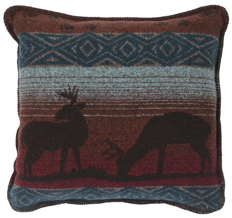 modern checkered throw-Wooded River Deer Meadow II Pillow