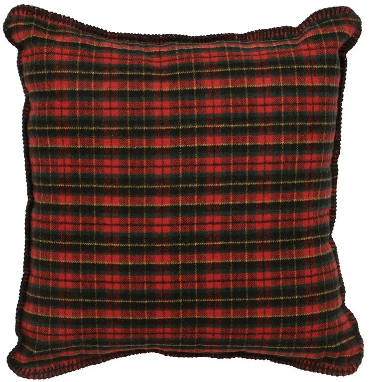 breathable cotton throw-Wooded River Premier Plaid Pillow