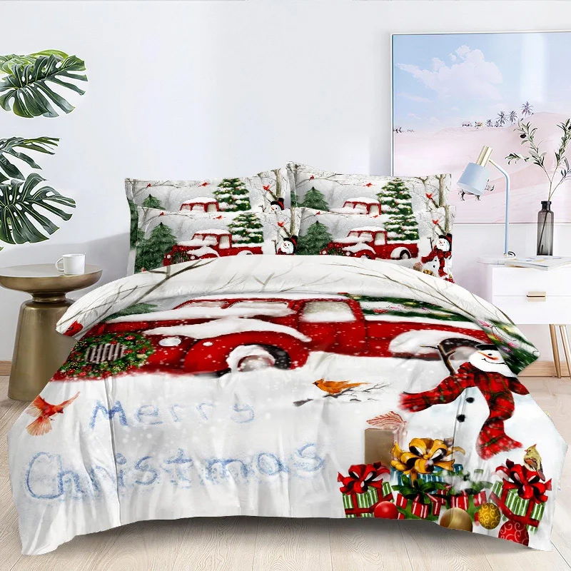 lightweight bamboo bed set-WONGS BEDDING Christmas Car Duvet Cover Pillowcase Set