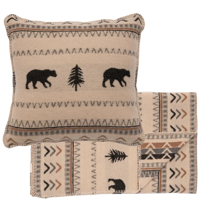 cozy bamboo pillow-Wooded River Boulder Bedscarf & Pillow Set