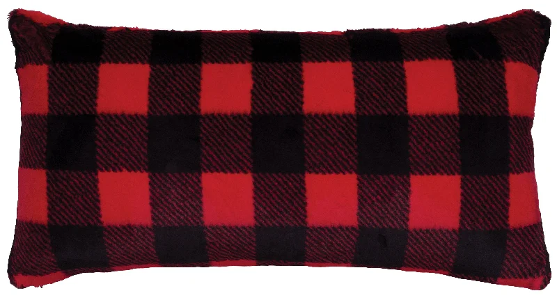 warm flannel mattress topper-Wooded River Checkers Scarlet Pillow 14 x 26