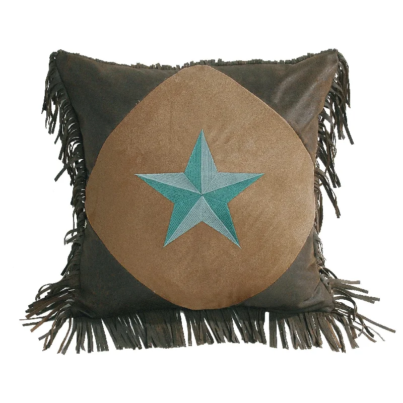 thick cotton bed set-Laredo Diamond Star Pillow - Turquoise