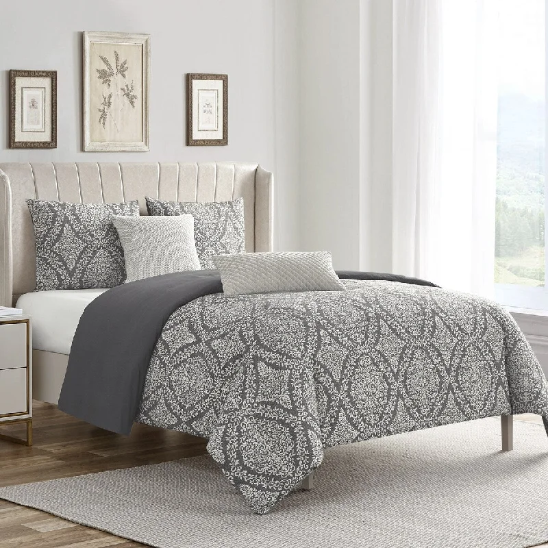 organic flannel duvet cover-Zoey 5 Piece Comforter Set