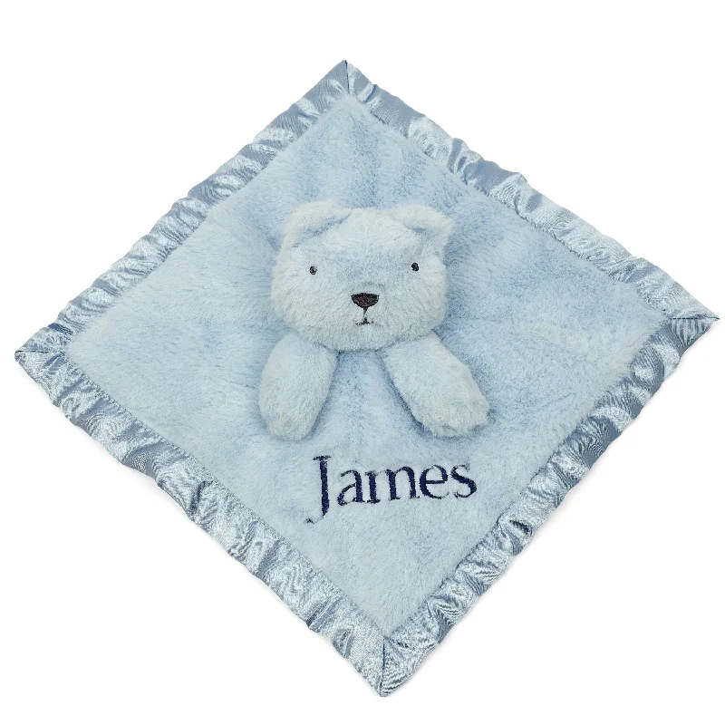 cooling silk bed set-Embroidered Boys Light Blue Security Blanket