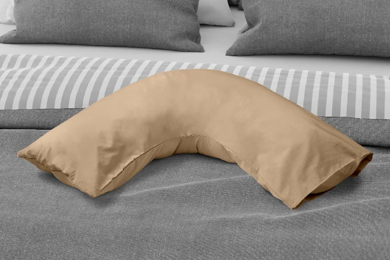 handwoven bamboo sheets-180 Thread Count Percale V Shaped Pillowcase in Coffee