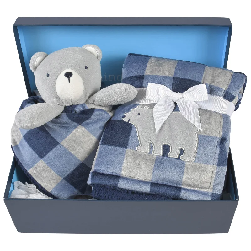 cooling cotton blanket-2-Piece Baby & Toddler Boys Bear Blanket & Security Blanket Set