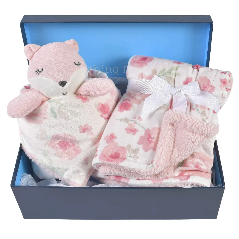 colorful floral pillow-2-Piece Baby & Toddler Girls Fox Blanket & Security Blanket Set